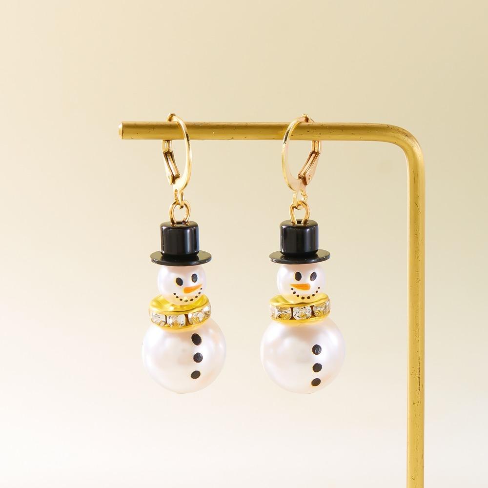 Snowflake Snowman Earrings Rhinestone Xmas Dangle Earrings Sweet Christmas Earrings  Party