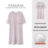 Women's Pure Cotton Loose Mid-Length Nightgown with Bra Pads – Comfortable Anti-Exposure Pajamas for Spring, Suitable for Home or Outdoor Wear.