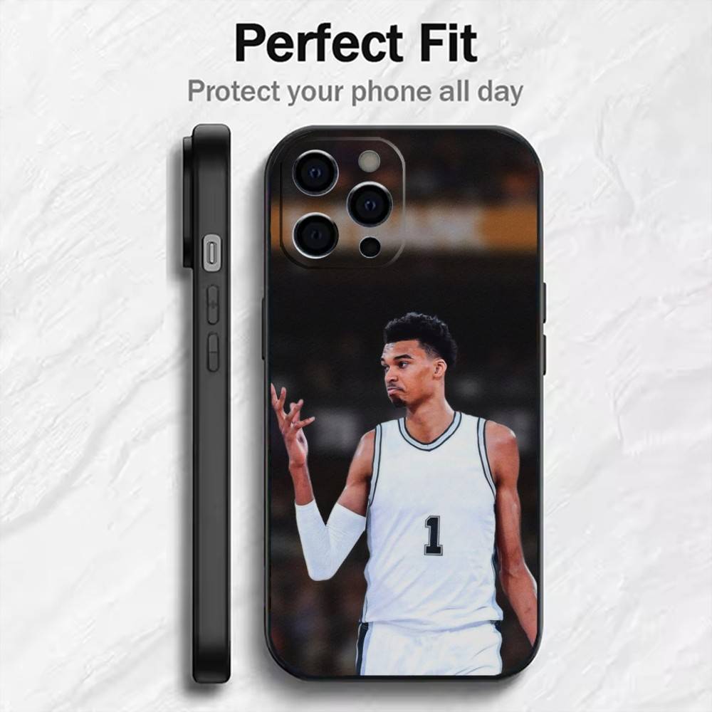 

VW MVP-W-Wemby BASKETBALL Player Phone Case For iPhone17,16,15,14,13,12 Plus,Max Soft Silicone Black Cover iPhone13PROMAX