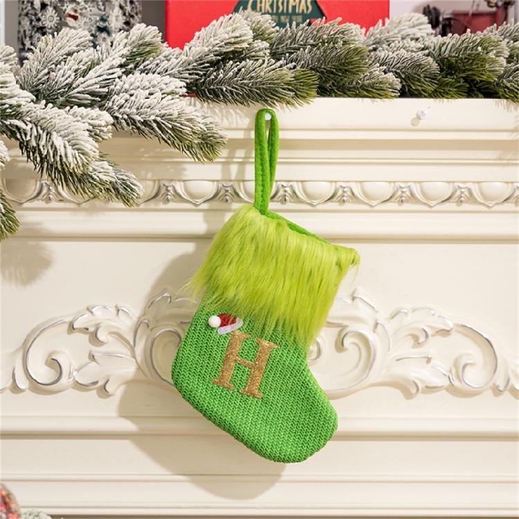 Stylish Embroidered Alphabets Christmas Stocking Knitted Festival Sock for Children Multicolors Holiday Stockings