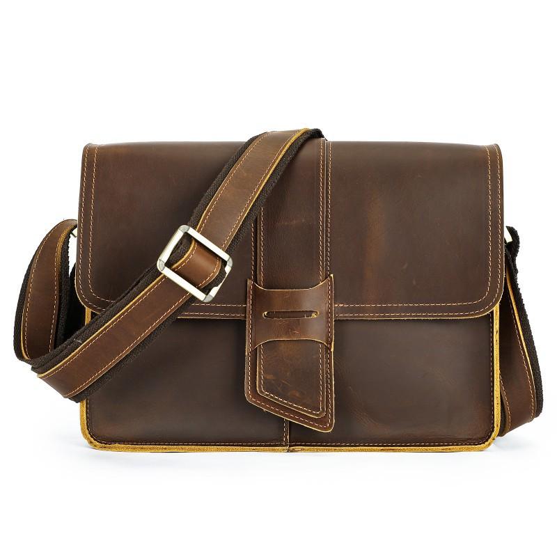 New Leather Large Capacity Men's Crossbody Bag High-end Leisure Travel Shoulder Simple Atmospheric Small Square
