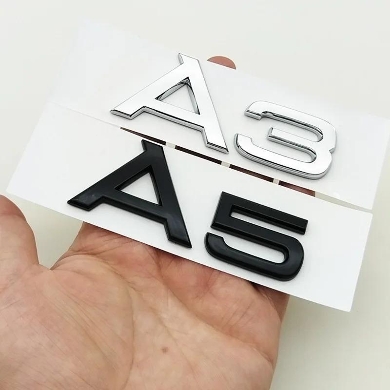 3D ABS Chrome Black Logo A1 A2 A3 A4 A5 A6 A7 A8 Emblem Car Rear Trunk Badge Sticker Decals for Audi Auto Decorative Accessories