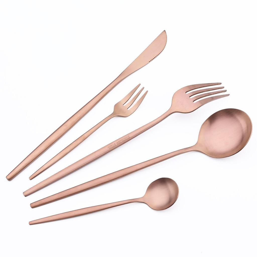 20Pcs Matte Red Gold Dinnerware Set Western Stainless Steel Flatware Knife Cake Fork Tea Spoon Cutlery Set Kitchen Tableware Silverware