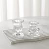 European Simple Glass Candlestick Household Pole Wax Base Romantic Dining Table Creative Home Decoration