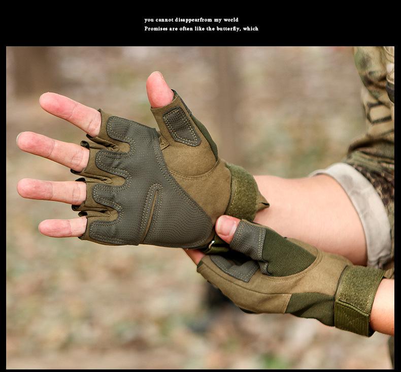 Men's Tactical Half-Finger Gloves: Shock Absorption, Camouflage, for Training, Cycling, Motorcycle, and Outdoor Safety.