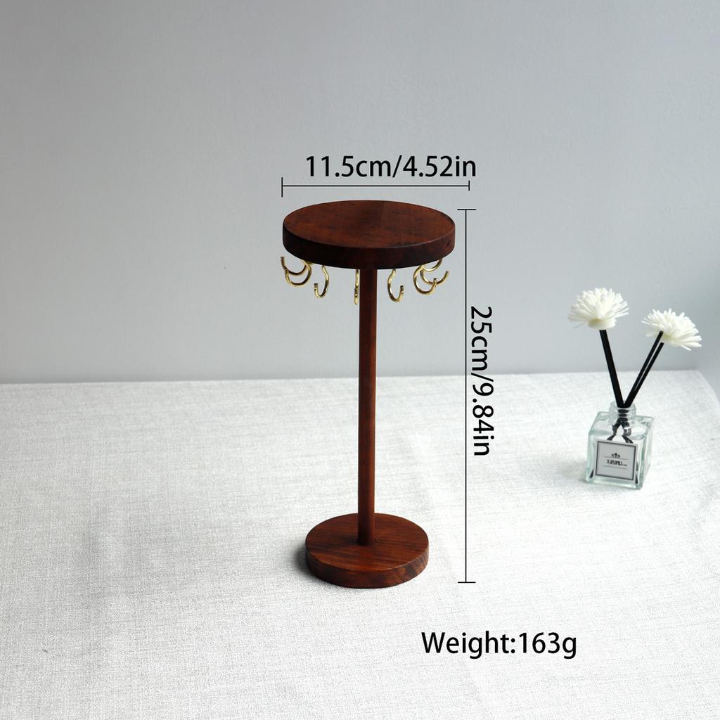 Walnut Color Wood Jewelry Organizer Display Holder Necklace Earrings Bracelets Display Stand Desktop Jewelry Storage Rack