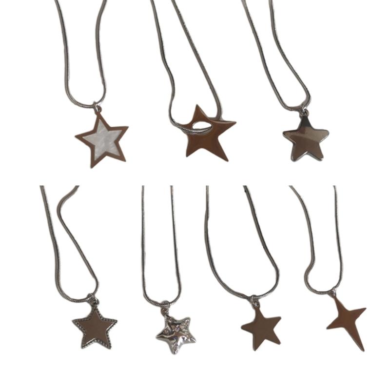 Pendant Necklace Y2k Neck Jewelry Star Pendant Choker Chain Choker Chain Necklaces Alloy Material Birthday Gift for Girl