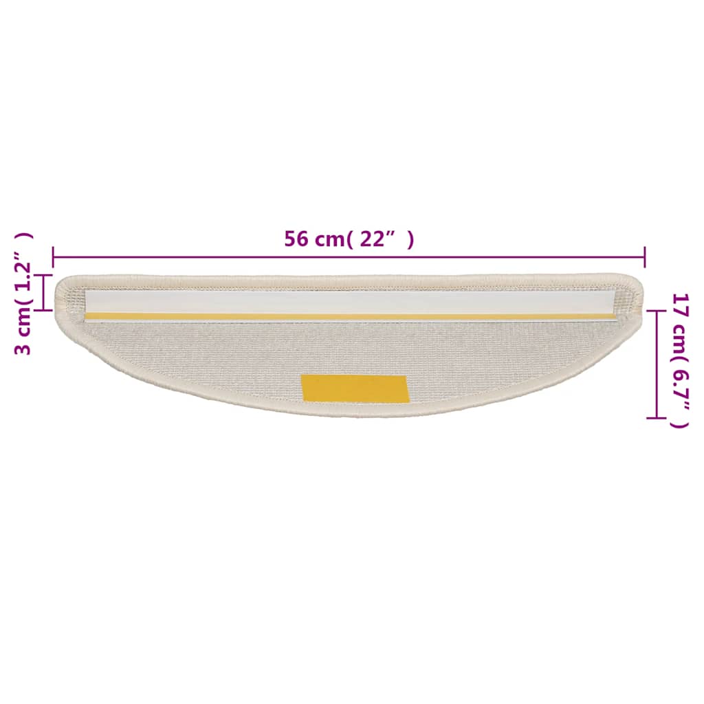 Step Mats 15 Pcs. 56 X 17 X 3 Cm White Semi Round