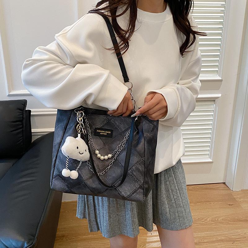 Casual Simple Plaid Women Shoulder Bags Vintage Ladies Large Capacity Tote Bag Thread Design Versatile Ladies Underarm Handbags