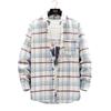 Men Casual Loose Plaid Turn Down Collar Long Sleeve Fashion Shirt