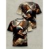 Men's Eagle Print T-Shirt - Beige Brown 3D Print Short Sleeve