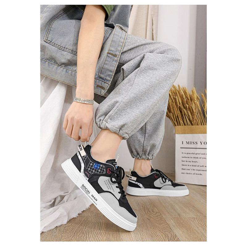 Men‘s Canvas Low-Top Mesh Sports Casual White Student Men‘s Board Shoes Versatile.