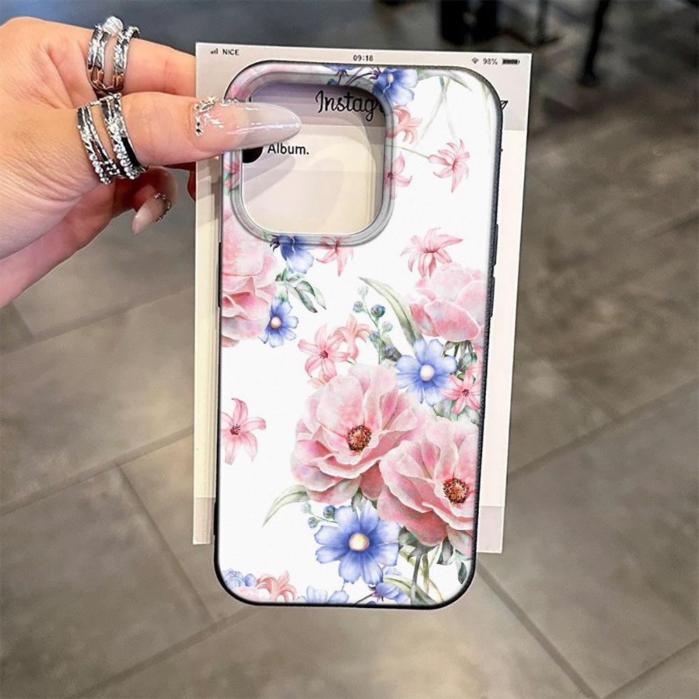 Elegant Floral Phone Case For Iphone 17 14 Pro Max 12 Plus 13 11 15 16 17E 16E Transparent High Hardness Shockproof Cover
