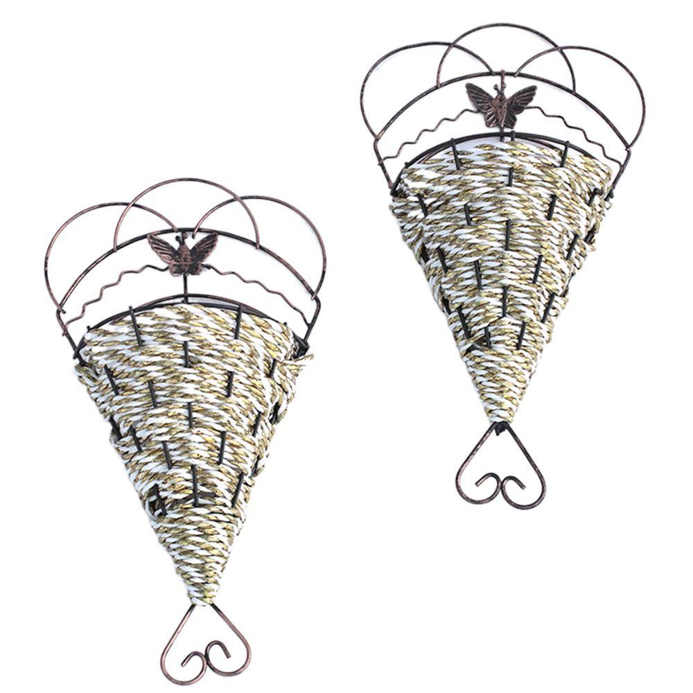 Hul Hengende Jern Blomsterpotte Metall Hengende Kurv Potte Slitesterk Hengende Veggkurv Hjem Hage