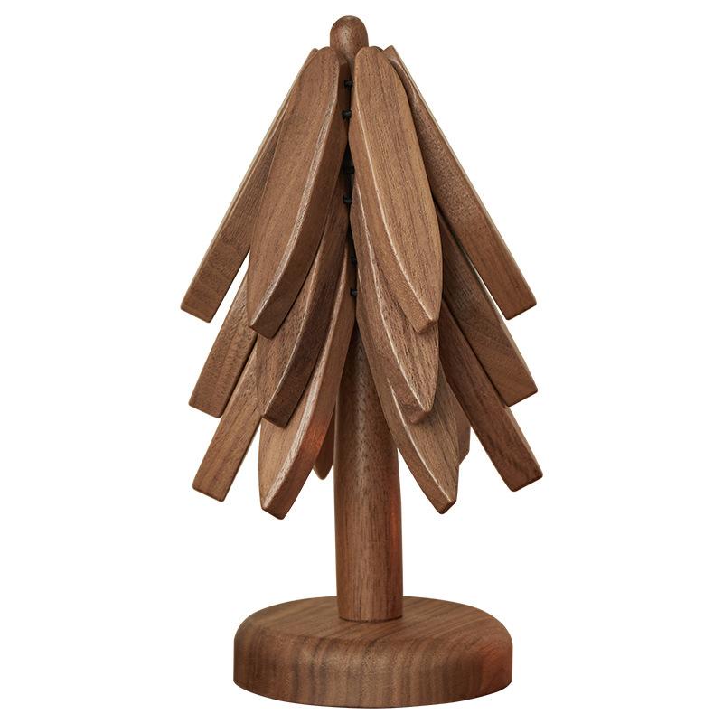 Walnut insulation mat Solid wood small tree coaster One tree anti-scalding placemat Log tea tray cute desktop decoration