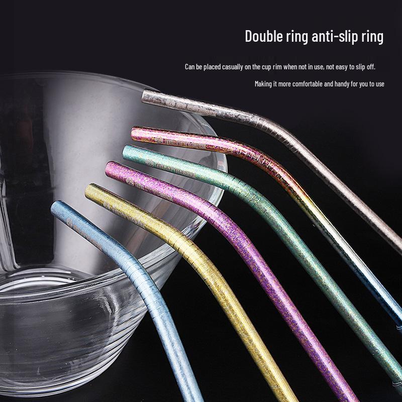Crystal Clear Titanium Straw with Spoon - Reusable for Drinks