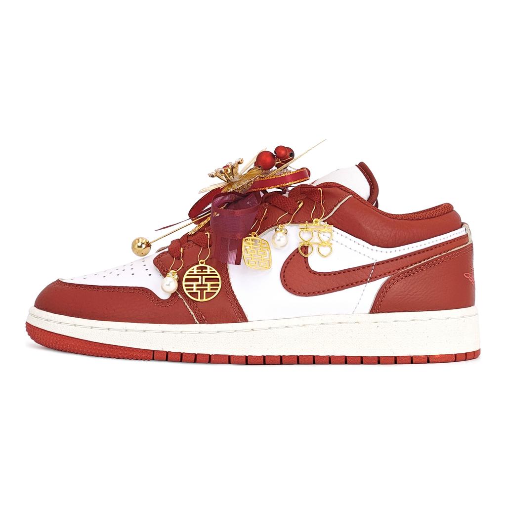 Jordan Air Jordan 1 Wedding Shoes Cushioning Abrasion Resistant Cushioning, Wear Resistant Low top FJ3465-160(Team318-)