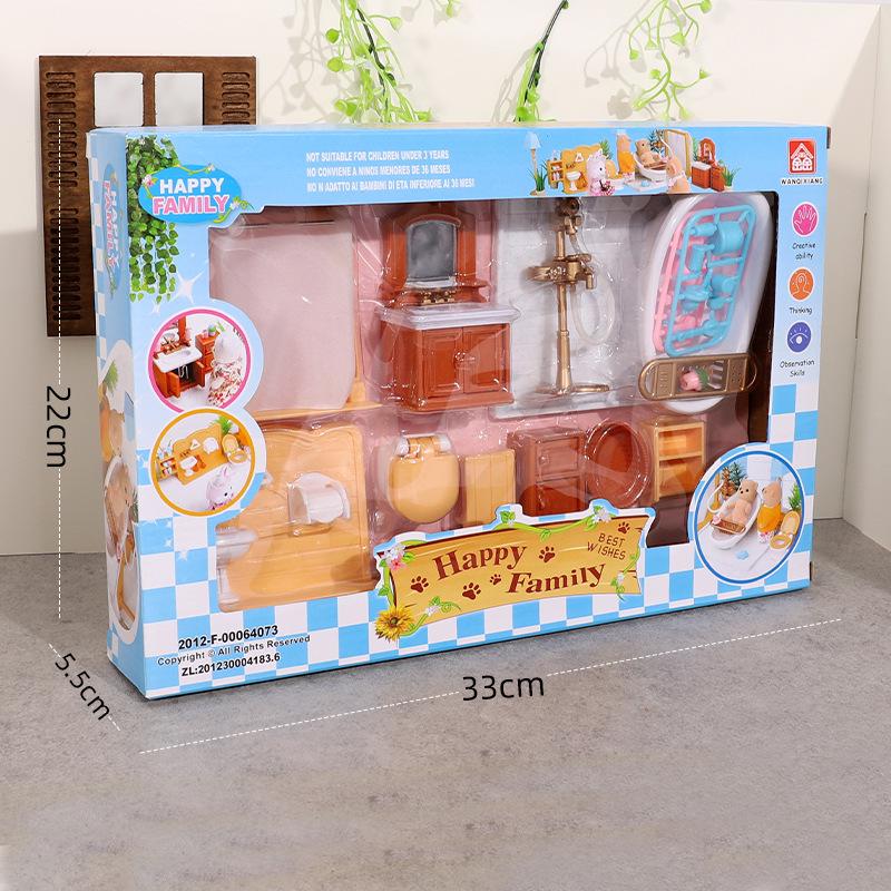 Mini Dollhouse Bathroom Set: Bathtub, Pool, Sink, and Furniture Toys