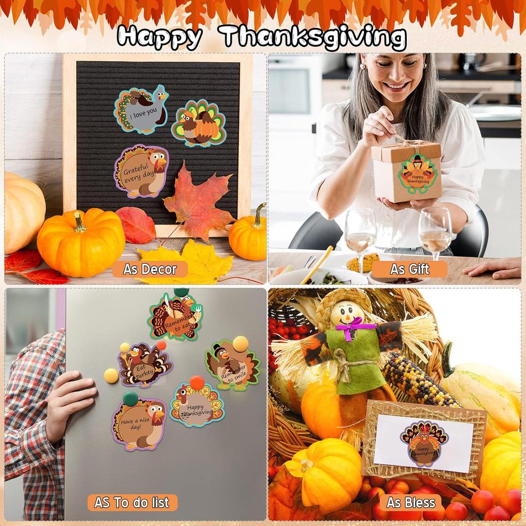 45 Pads 900 Sheets Thanksgiving Sticky Notes Turkey Self Sticky Memo Pads Adhesive Cute Sticky Notes Self Stick Pads for Office School Classroom