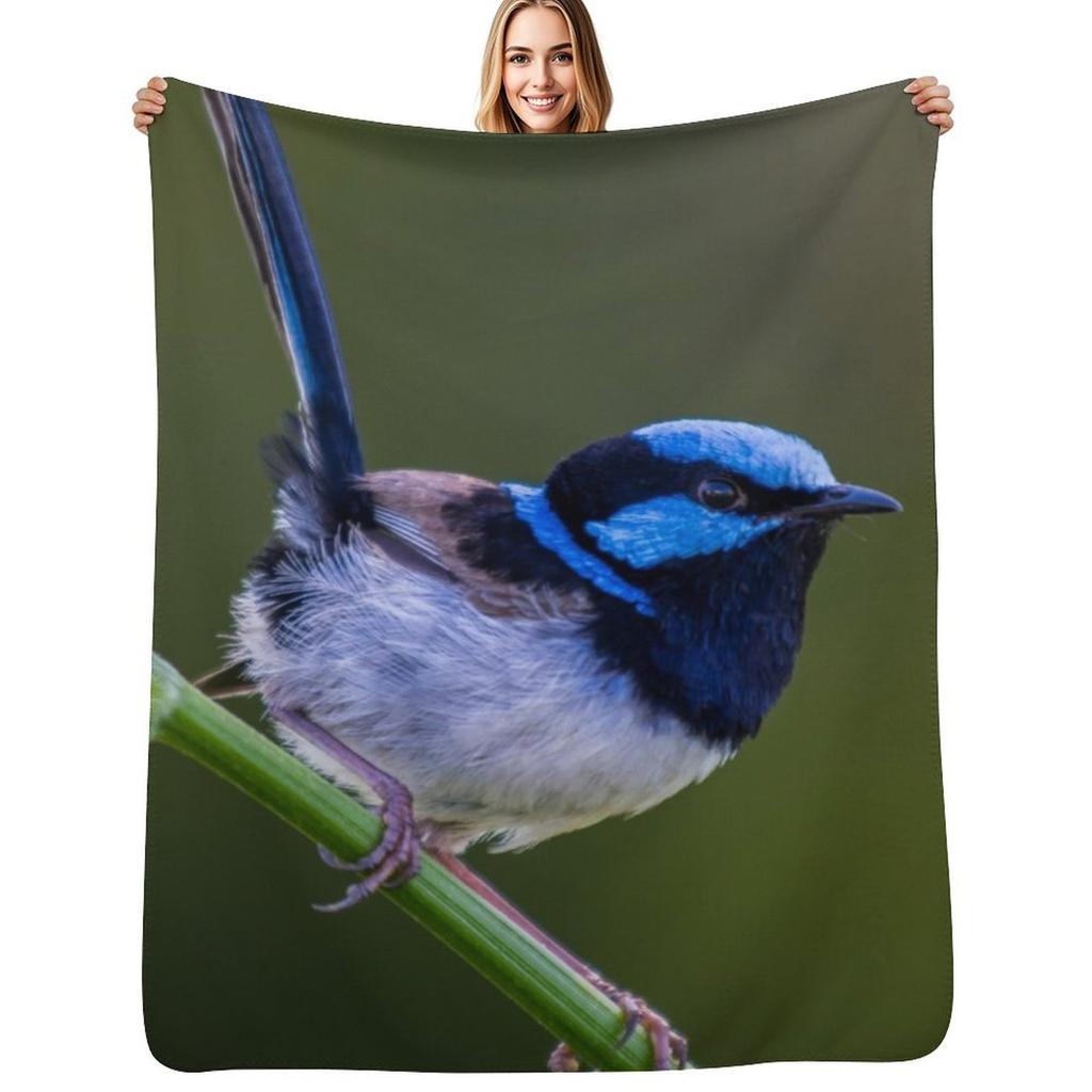 Australian Superb FairyWren Throw Blanket All Season Lightweight Soft Blanket for Bed