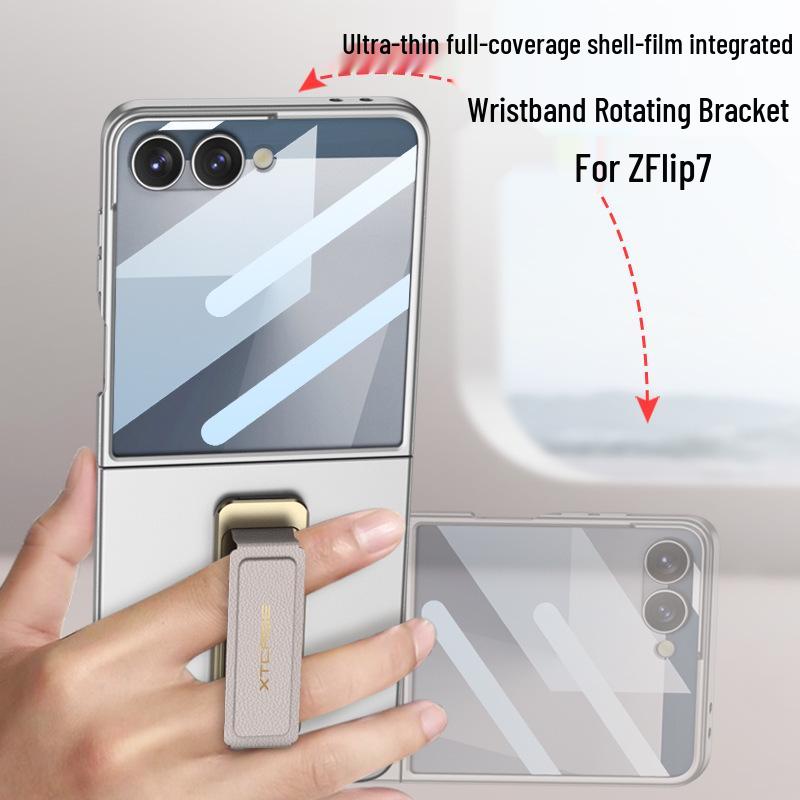 Samsung Z Flip7 Phone Case with Wrist Strap & Rotating Stand - Premium Protection for Folding Screen