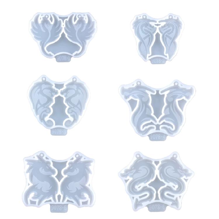 

6Pcs Dragon Shape Earrings Silicone Molds Crystal Epoxy Decorative Pendants Mold 1 чистый