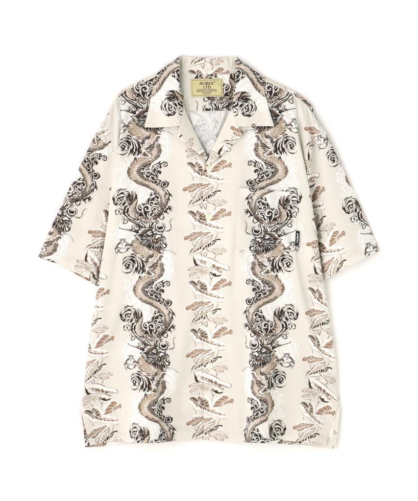AVIREX Aloha Shirt Dragon Rise Size (WEB&DEPOT Exclusive) Men's L, 414, Natural, 783-5123024