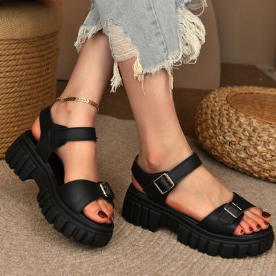 Fashion New Women Roman Style Sandals Thick Bottom Platform Sandals Breathable Fashion Round Toe Slip-On Shoes Comfortable Summer Shoes