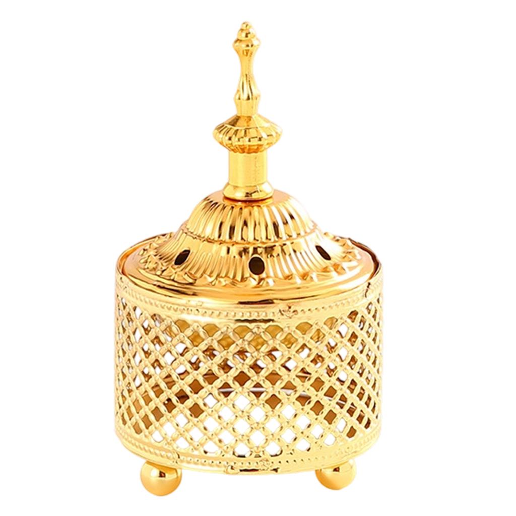 Arabic Incense Bowl Vintage Metal Burner with Lid for Meditation Office Ambiance and Relaxation