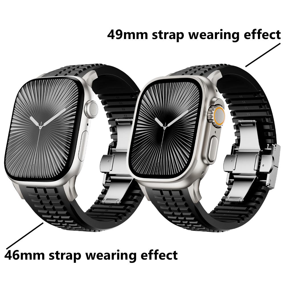 Men Bracelet for Apple Watch Ultra2 49mm Series 10 46mm Silicone Band Suitable Iwatch 7 8 9 45mm Se 4 5 6 44mm Adjustable Correa