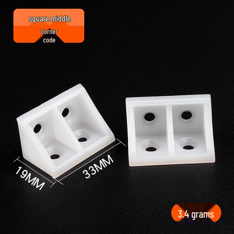 Thickened White Nylon Corner Bracket, L-Shaped 90 Degree, Triangular with Cover for Furniture Cabinet Connector