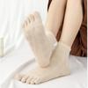 6 Pairs Women Spring and Autumn Pure Cotton Five Finger Socks Retro Solid Color Lace Striped Split Toe Socks Vintage Comfortable Socks