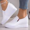 Fashion Spring New Inside Heightening Sneakers Casual Round Toe Deep Mouth Versatile Platform Wedge Slip-On Loafers