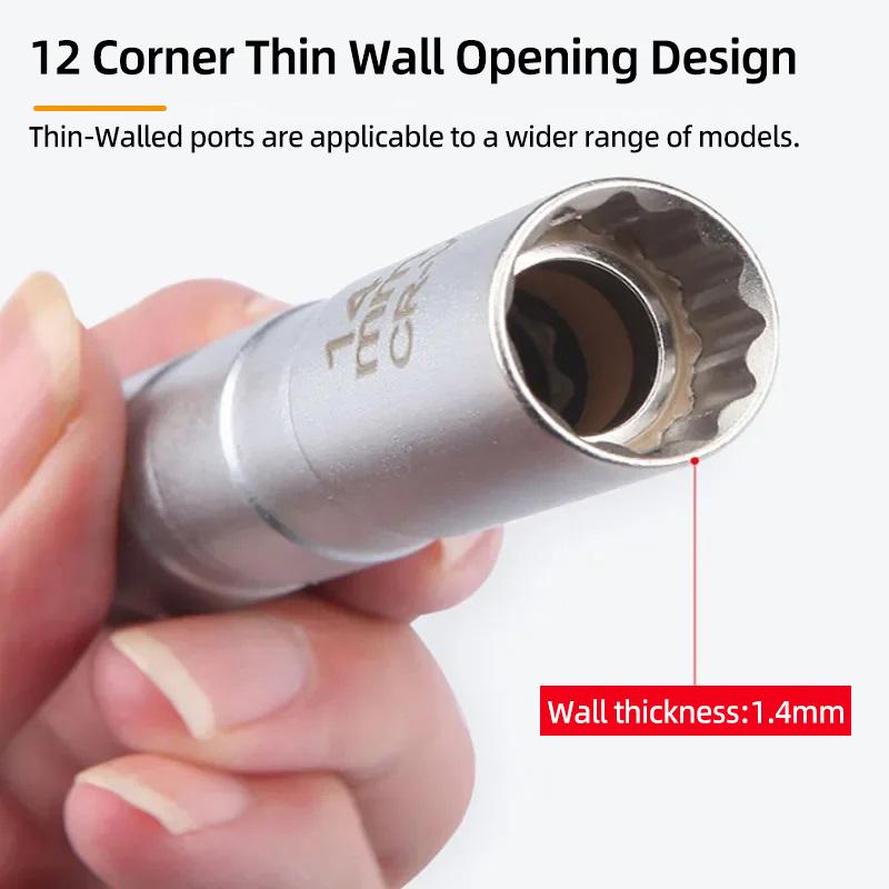 Universal Spark Plug Socket Wrench Adapter Magnetic 3/8" Drive 12 Angle Spark Plug Removal 14mm 16mm Car Repair Removal Tool