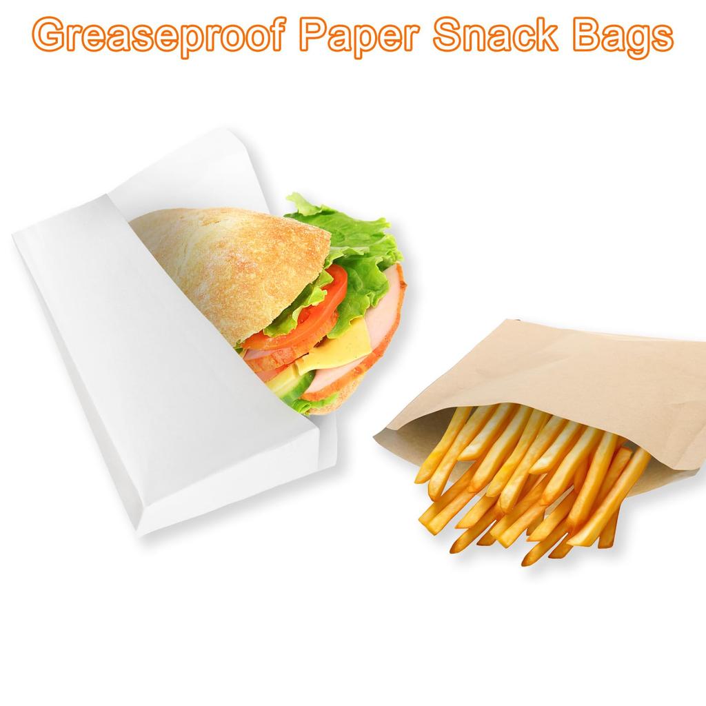 uxcell Kraft Paper Sandwich Greaseproof Paper Cookie Paper Snack Lunch Bags for Home Bakery and Shop 15 x 15 100 Pieces Bags, Bags, Bags, Bread,