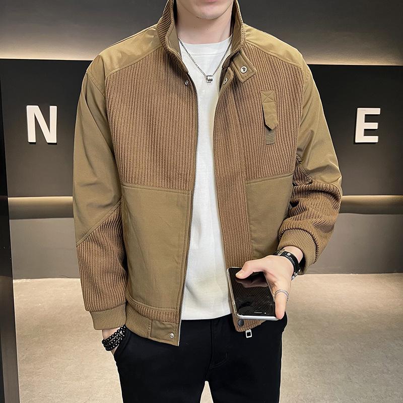 Men's High-End Spring Stand-Up Collar Knit Jacket – Trendy Youth Casual Business Coat