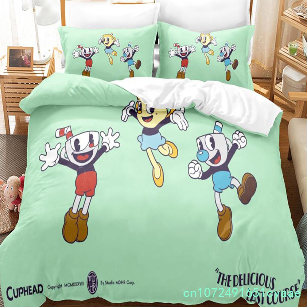 Cartoon Cuphead Show Bettwäsche Set Jungen Mädchen Twin Queen Size Bettbezug Kissenbezug Bett Kinder Erwachsene Mode Home Textileextile