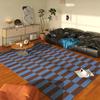 Living Room Modern Retro Blue Carpet Stripes Lines Bedroom Bedside Soft Rug Coffee Table Leisure Area Plush Floor Mat Alfombra