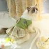 Bowtie Pet Cat Dress Polyester Spring Pet Clothes New Puppy Plaid Skirt  Spring Season