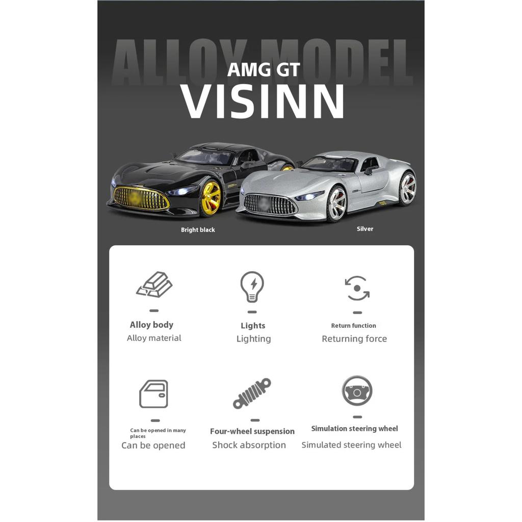 1/32 Benz AMG Alloy Model, Cool Sound and Light, Four-wheel Shock Absorption, Exquisite Desktop Ornaments, Christmas/birthday Gifts