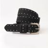 Ceinture de taille en cuir vintage avec rivets Ceinture de cowboy Western Réglable Large Ceinture pour femme Femme