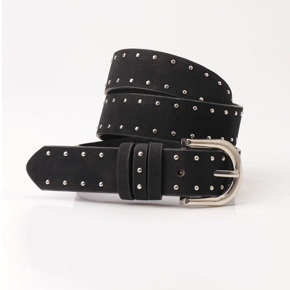 Ceinture de taille en cuir vintage avec rivets Ceinture de cowboy Western Réglable Large Ceinture pour femme Femme