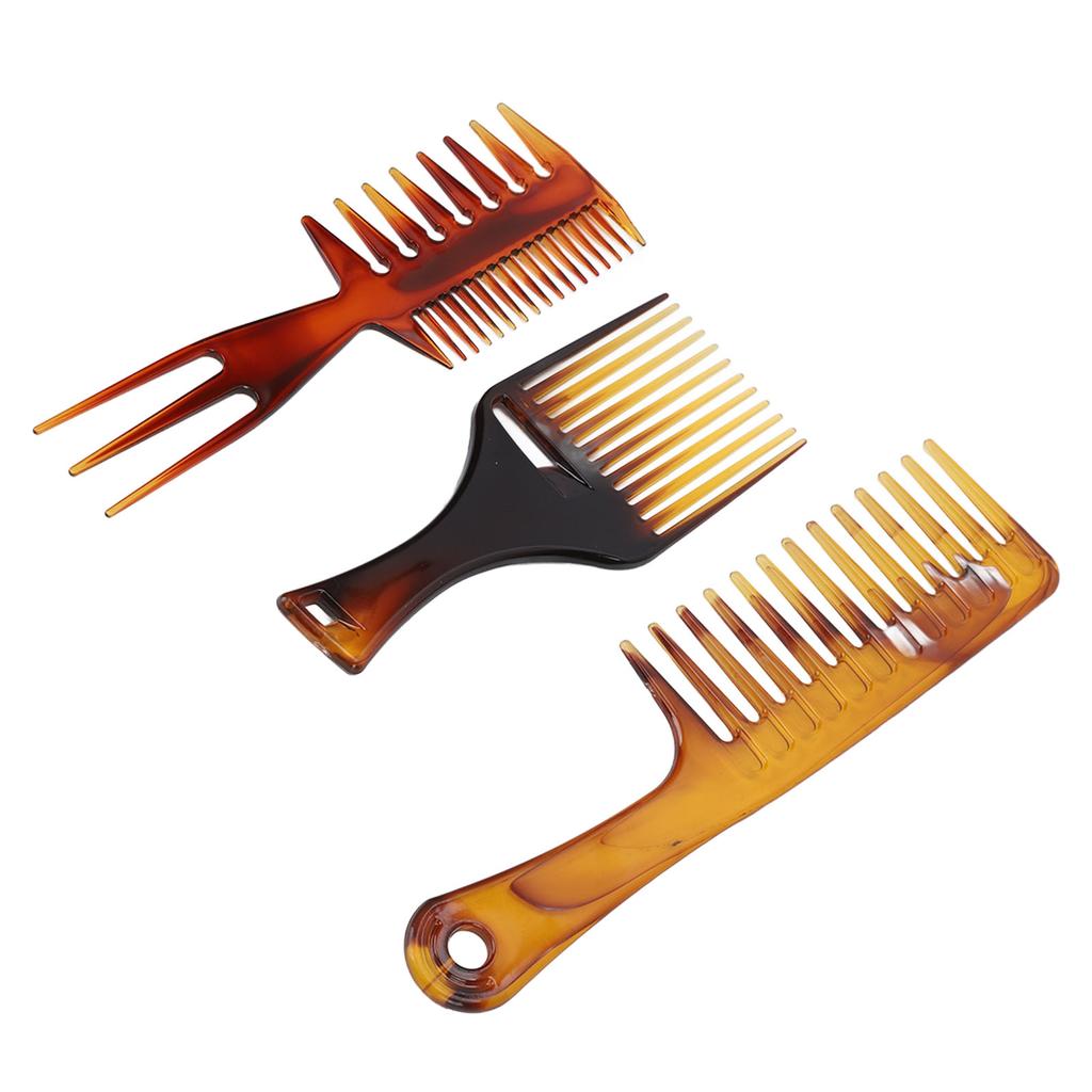 3pcs Hair Comb Set Professional Portable Home Barber Shop Wide Teeth Hair Pick Comb Styling Tool