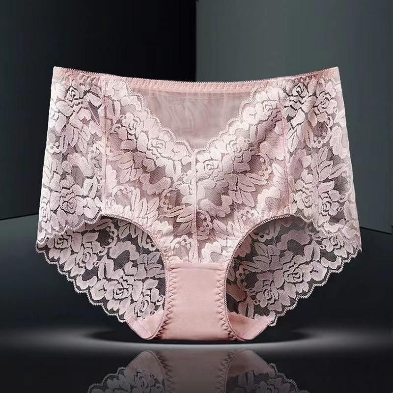 Silent High-waist Tummy-reducing and Buttock-raising Lace Underwear, Comfortable and Breathable, Large-size Women's Underwear.