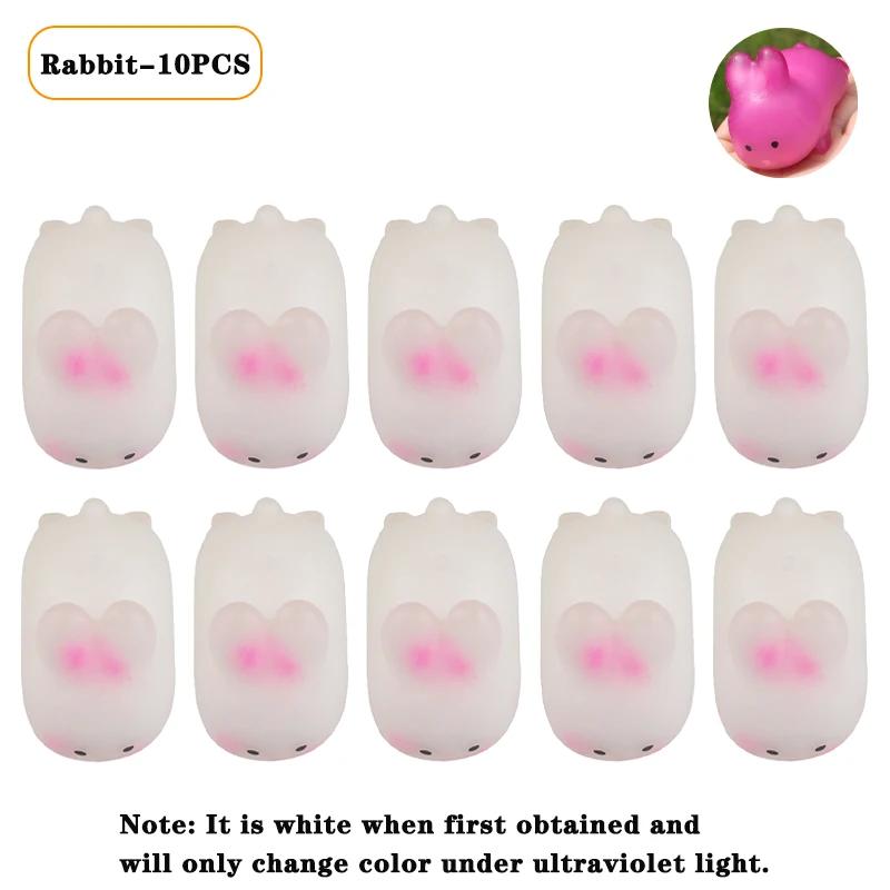 1-20PCS Color Changing Love Bunny Pinch Stress Relieving Toy Simulation Slow Rebound Adult Children's Toy Party Gift Easter Gift