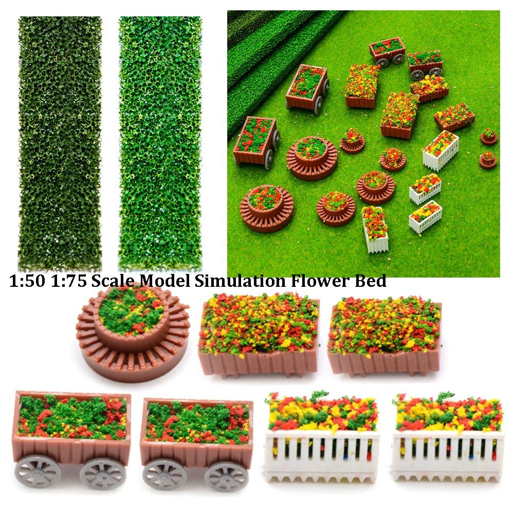 10pcs 1:50 1:75 Scale Micro Landscape Flower Bed Model Plastic Garden Border  Minihouse Accessories