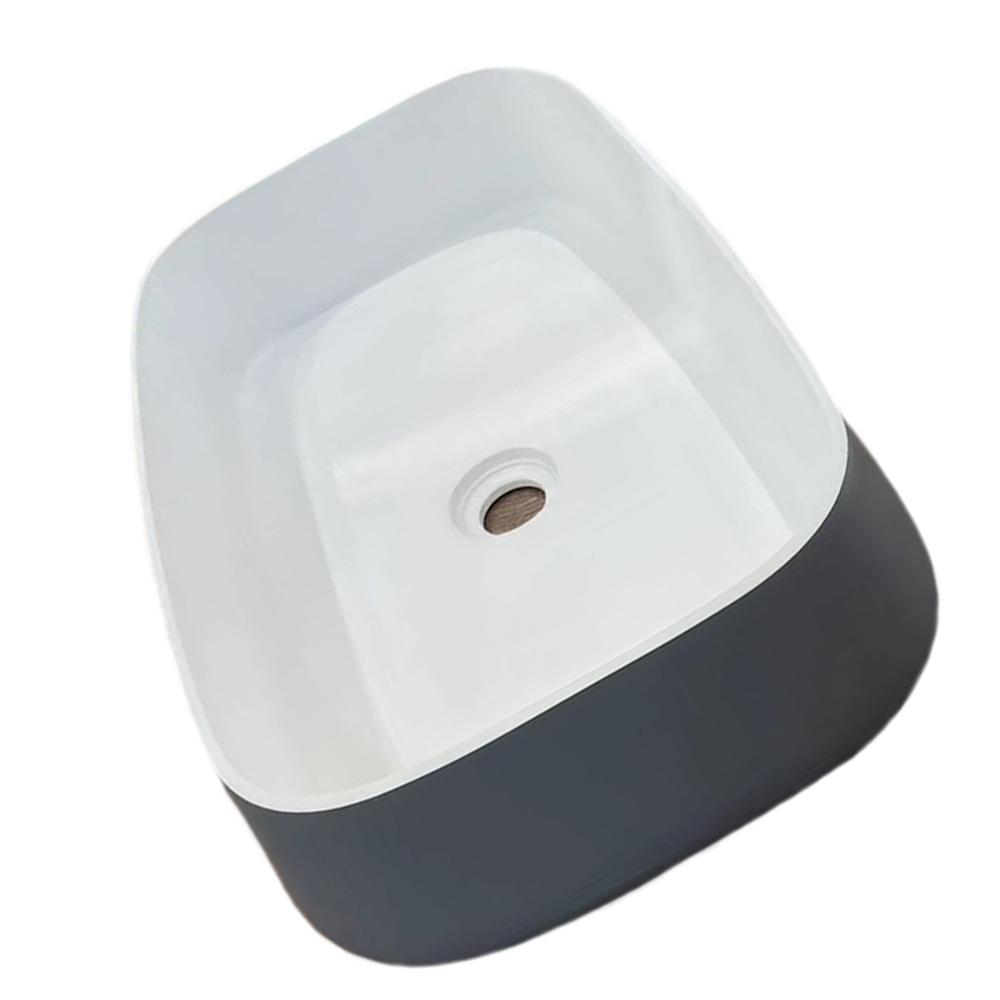 

595X385X150mm Bathroom Rectangular Counter Top Vessel Sink Solid Surface Stone Washbasin S серый