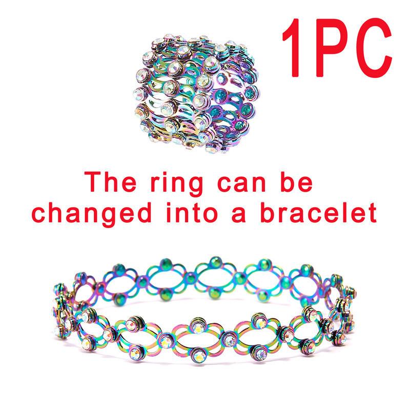 Heißer Magischer 2-in-1 Faltbarer Einziehbarer Armbandring Für Frauen Kreativer Dehnbarer Strassbesetzter Ring Armreif Schmuck