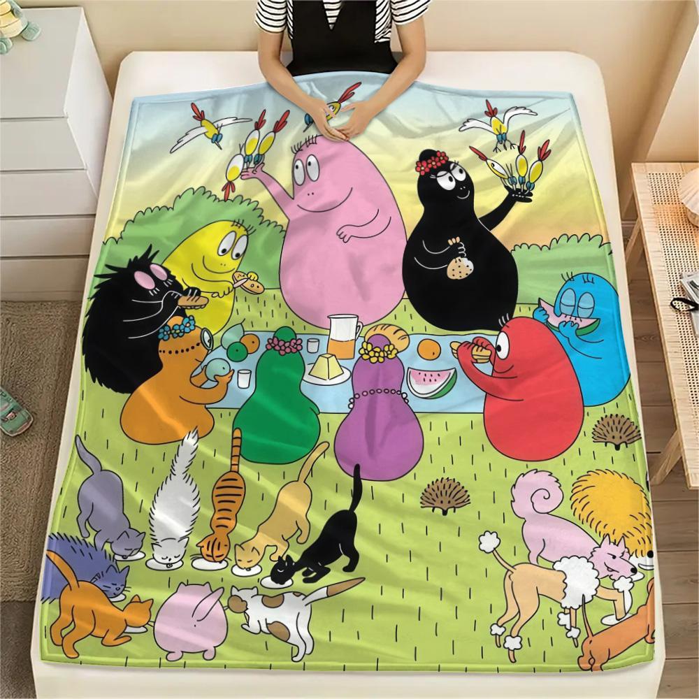 Barbapapa2 Flannel Blanket, High quality Comfortable for All Seasons, Home Decor, Warmth and Comfort