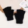 Gants d'hiver chauds en laine tricotée pour étudiants, demi-doigts, coupe-froid, vente en gros